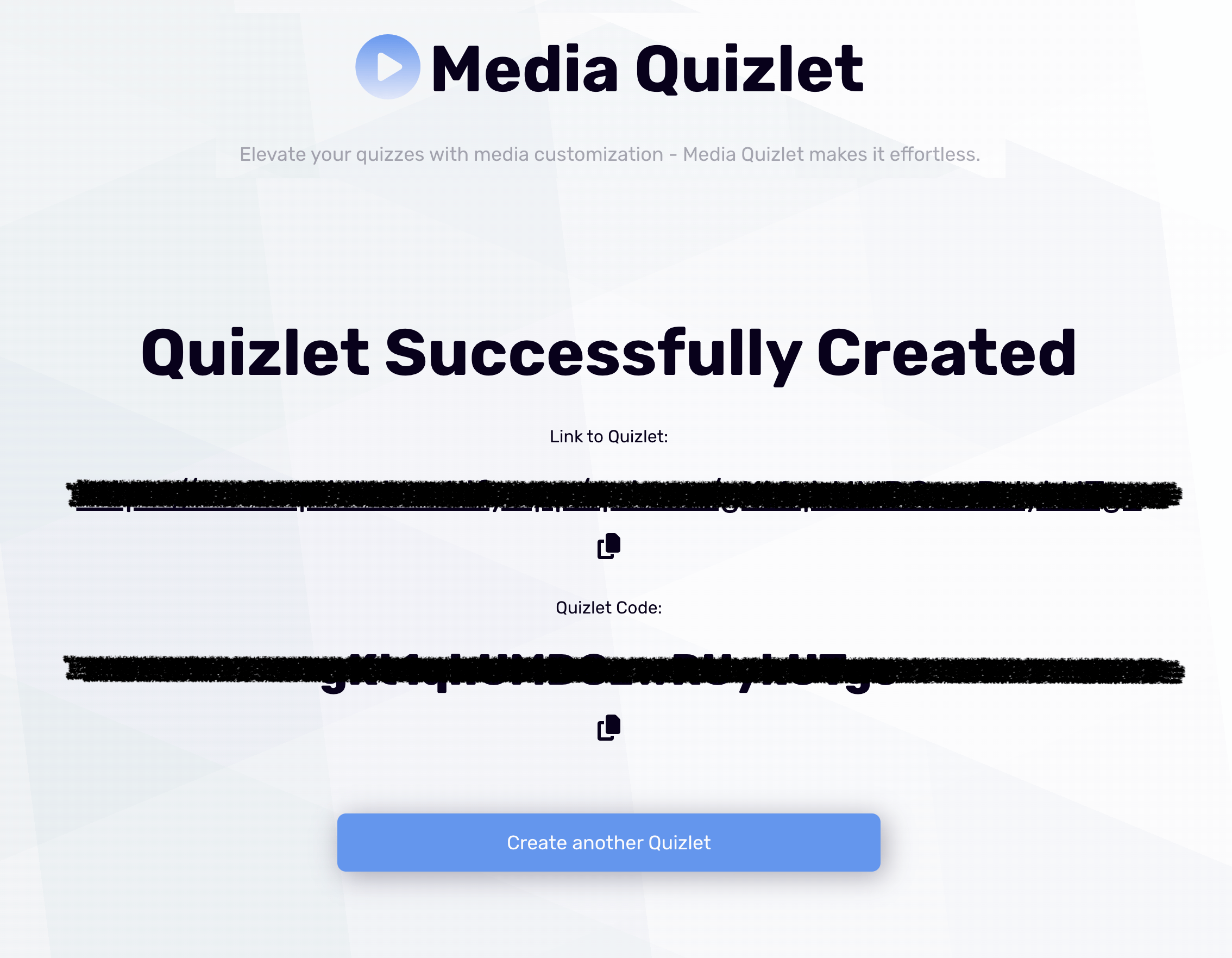 unique quiz link and code